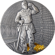 Niue Island CRYPTO MINING Silver Coin $2 Antique finish 2021 High relief Gold plated 1.6 oz